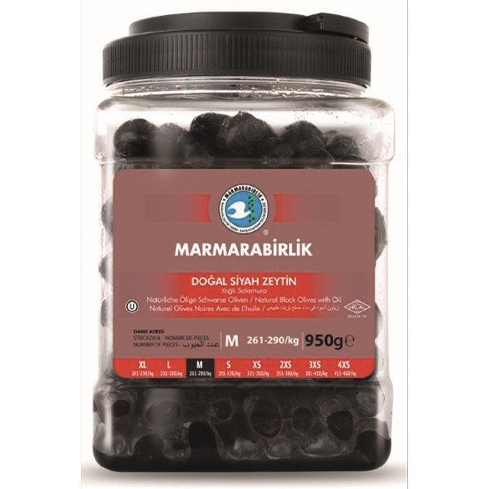 Marmara Birlik Yağlı Siyah Zeytin Pet (M) 261-290 950 g Zeytin Fiyatı