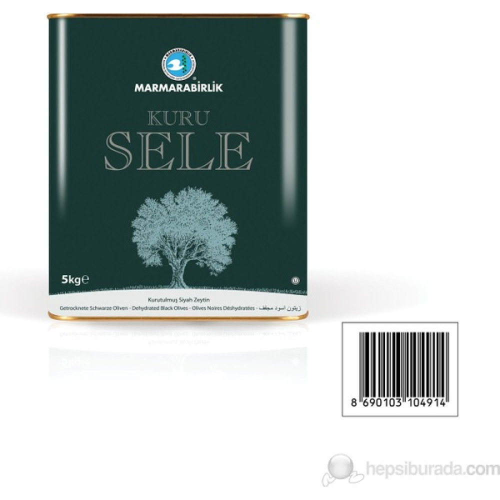 Marmarabirlik (3XS) 381-410 Doğal Kuru Sele Zeytin 5000 gr Teneke - 5 kg Diğer Fiyatı