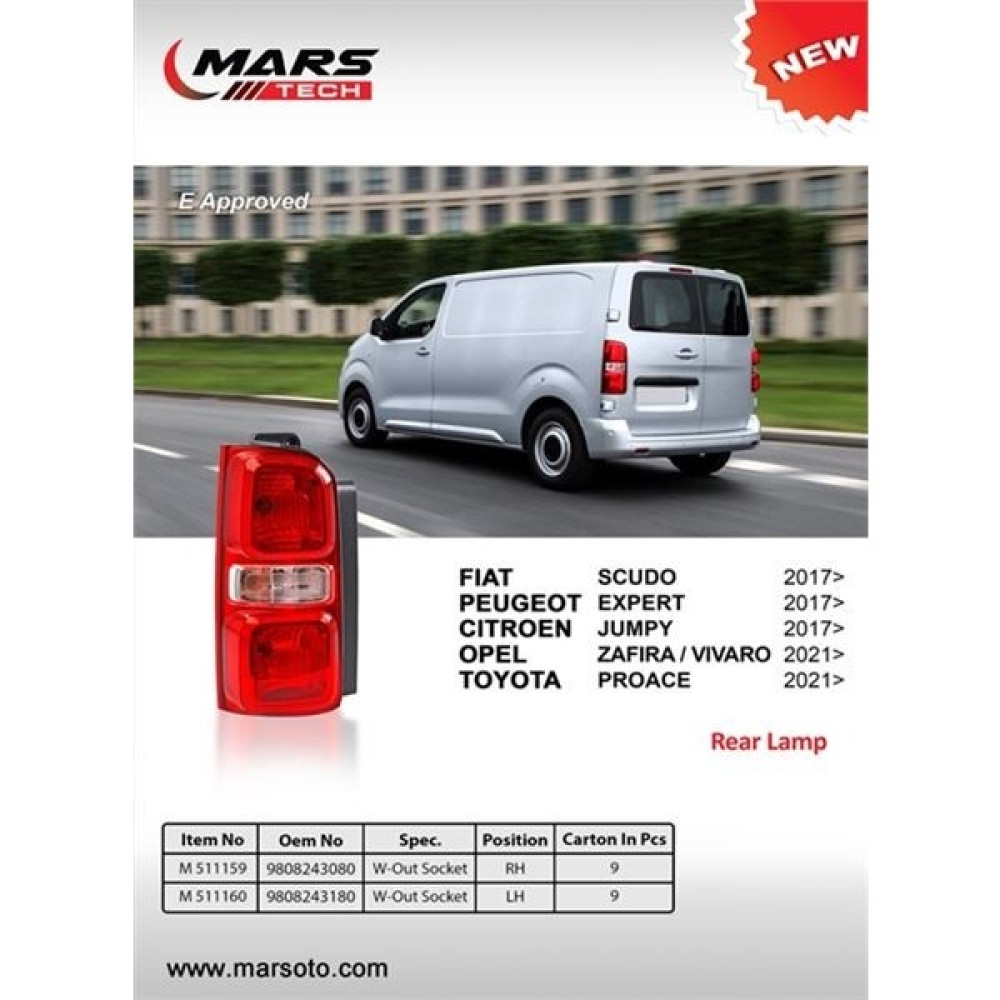 MARS-511159 - Stop Lambası Sağ Expert 17> Cıtroen Jumpy 17> Scudo 17> Zafıra Vıvaro 21> Proace 21> Duysuz - Siyah Diğer Fiyatı
