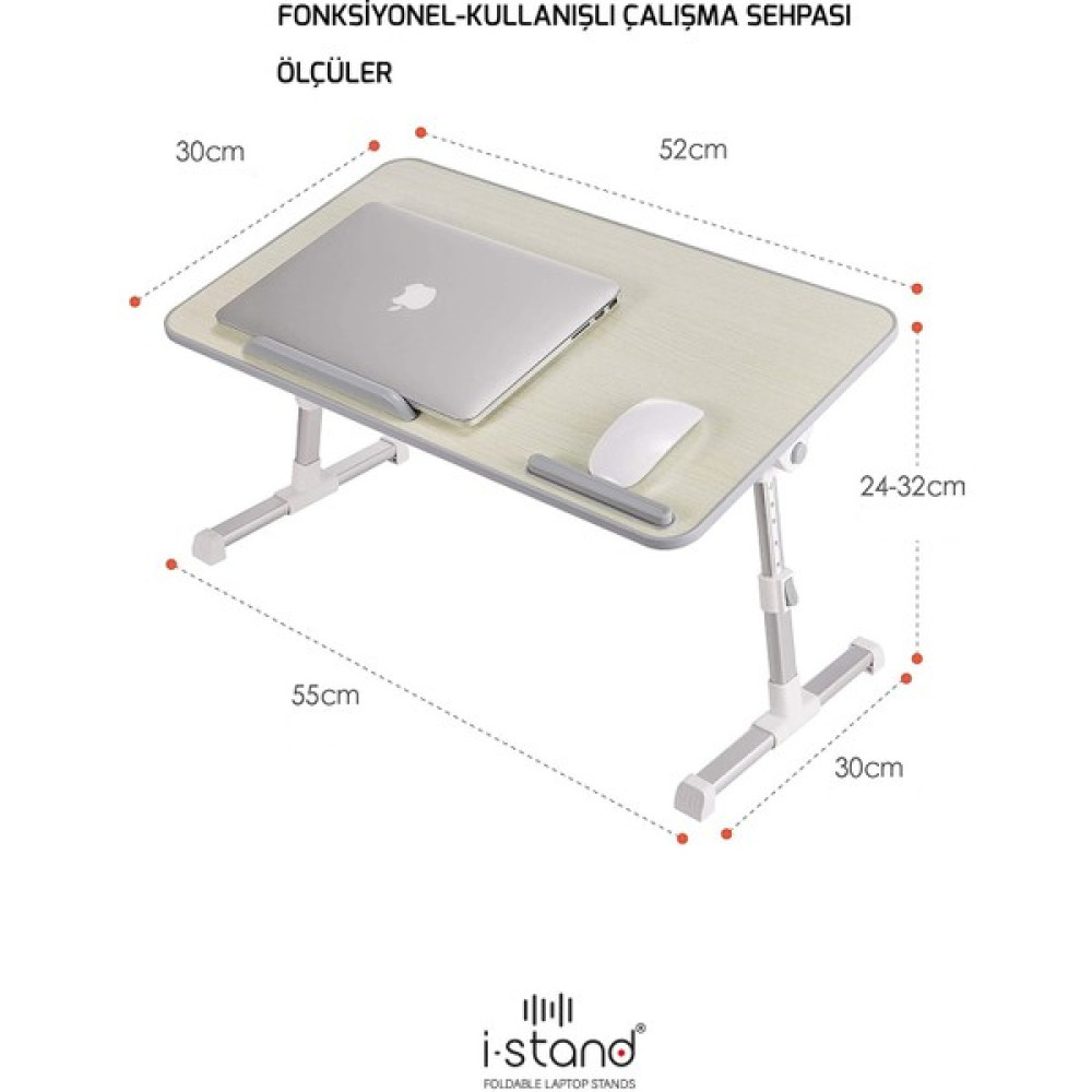 Mars and Hars Yükseklik ve Açı Ayarlı, Katlanır Alüminyum Ayaklı Ergonomik Laptop Sehpası, Laptop Çalışma Masası - Gri Diş Fırçalık Fiyatı