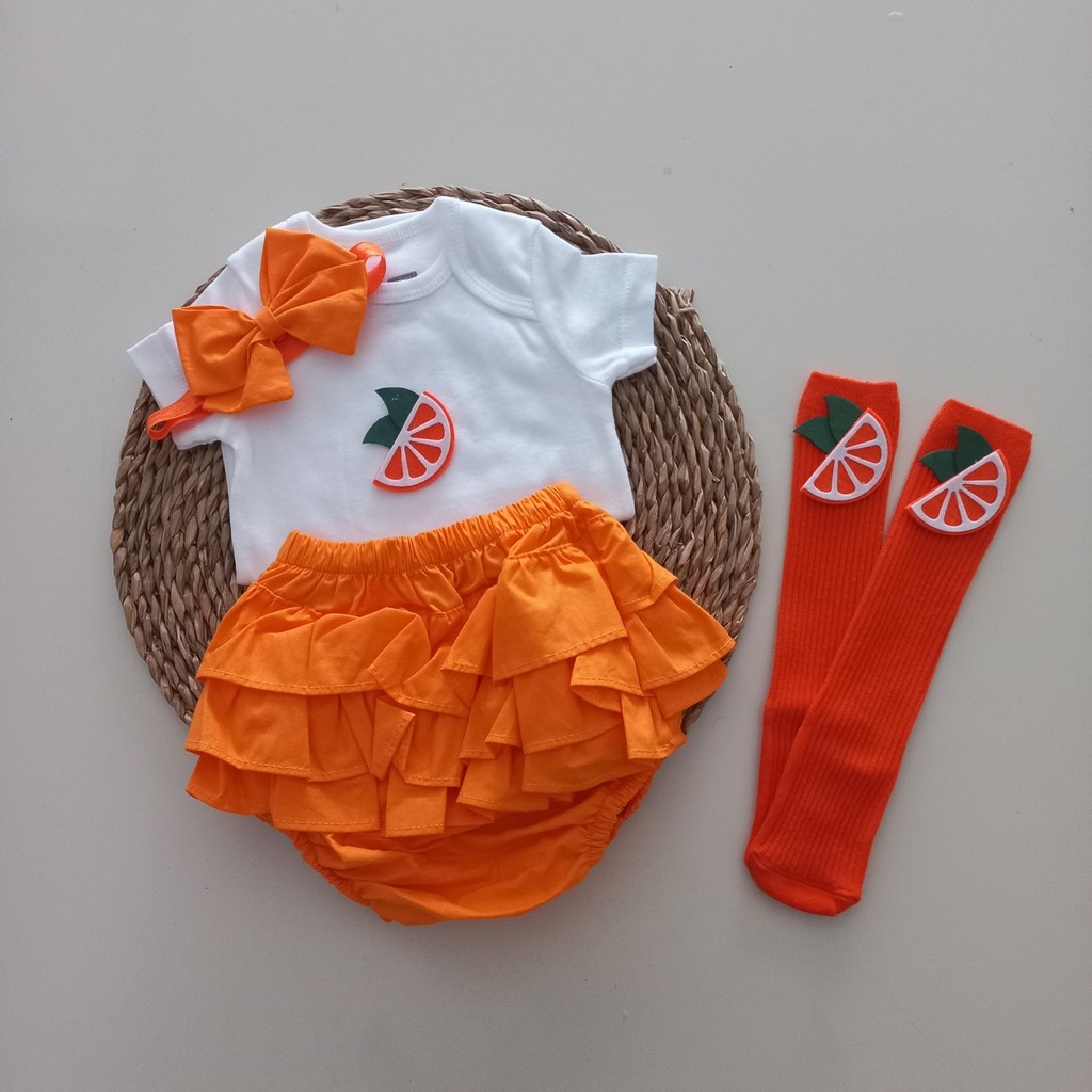 Mars Baby Kız Bebek Turuncu Portakal Fırfır Şort Etek Bodyli Çorap Takımı Giyim & İç Giyim Fiyatı