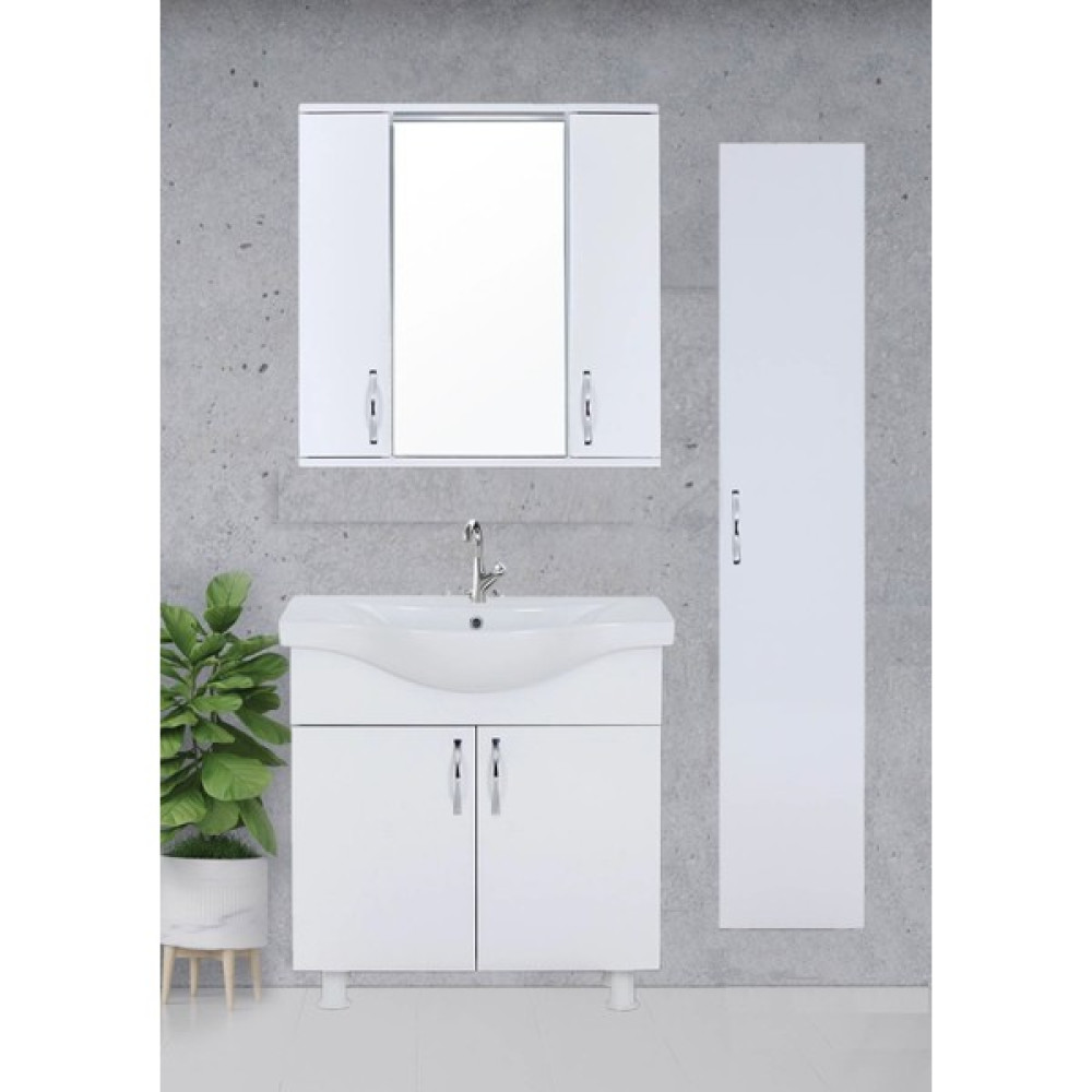 Mars Banyo AVŞA 80 cm % 100 MDF Banyo Dolabı ve Asmalı 5 Raflı Boy Dolabı MRS-0068 - Beyaz Banyo Dolabı / Mobilyası Fiyatı