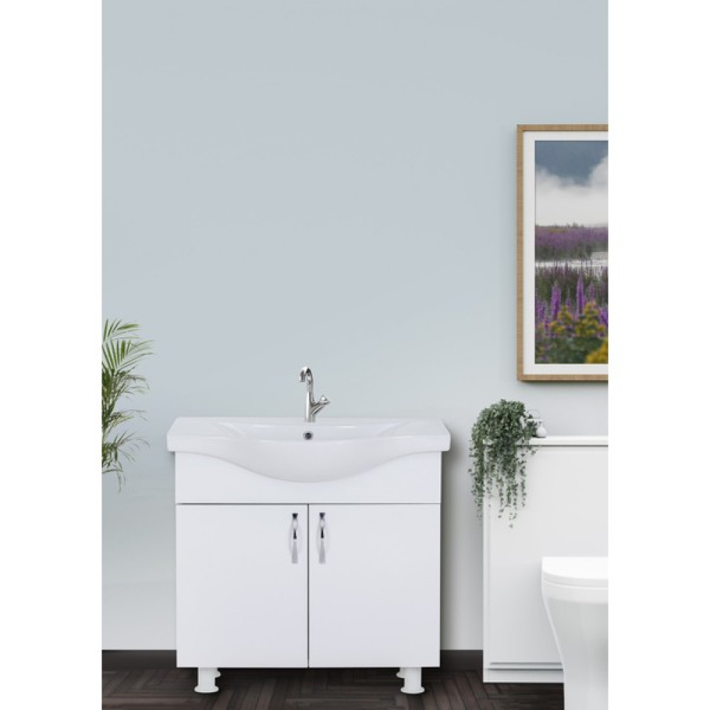 Mars Banyo Avşa 80 CM 2 Kapaklı Geniş Lavabolu Alt Modül - Beyaz Banyo Dolabı / Mobilyası Fiyatı