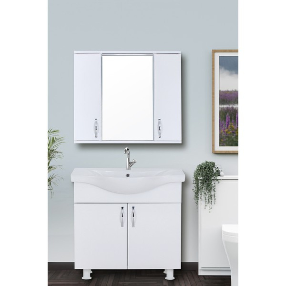 Mars Banyo AVŞA 80 CM Banyo Dolabı 2 Raflı 2 Kapaklı Üst Modül ve 2 Kapaklı Geniş Lavabolu - Yok - Beyaz Banyo Dolabı / Mobilyası Fiyatı