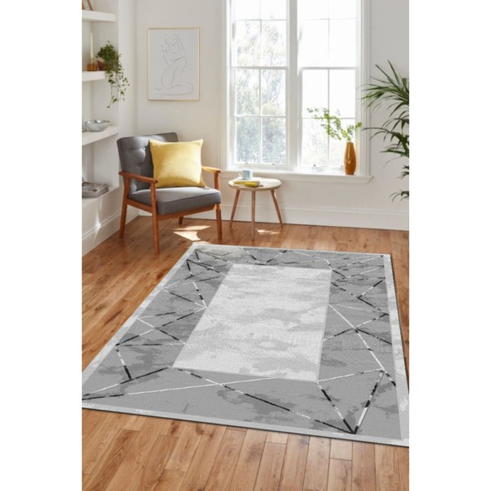 Marsa Halı Olivia Yıkanabilir Dijital Baskılı Kaymaz Tabanlı Halı 100 x 160 cm - Gri Salon Halısı Fiyatı