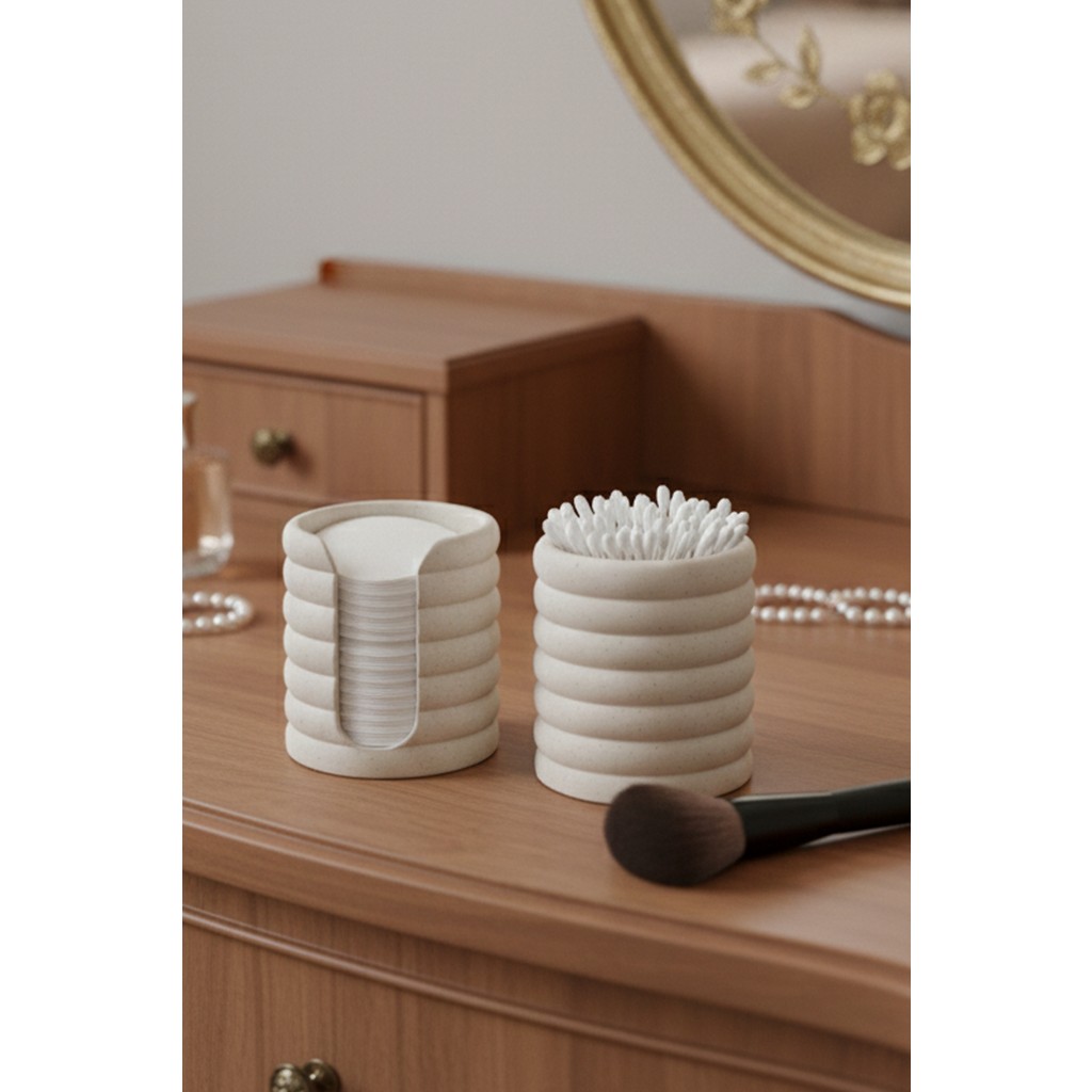 Marsel Dizayn Makyaj Pedi ve Kulak Çubuğu Düzenleyici Set - Banyo Düzenleyici - Mermer Beyazı Rengi - 8,5 cm SSD / Solid State Drive Fiyatı