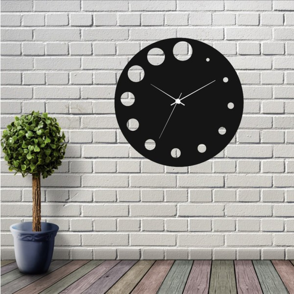 Marsel Nokta Detaylı Tasarım Duvar Saati - Siyah - 34 x 34 cm Dekoratif Saat Fiyatı