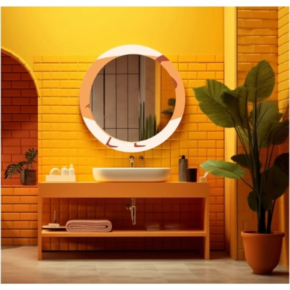 Marsilyan Marsilyan- Dekorarif Desenli Yuvarlak Banyo-Salon Duvar Aynası 99 - Renkli - 60 x 60 Ayna Fiyatı