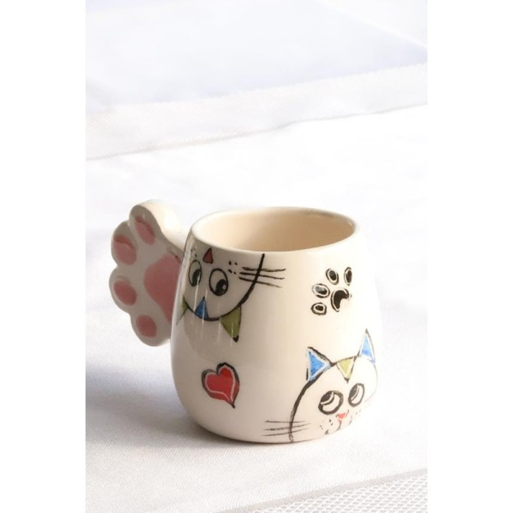 M'art Home Pati Pati Love 2li Kahve Fincanı- Tabaklı - Beyaz - Krem - 150 ml Fincan / Bardak / Kahve Takımı Fiyatı