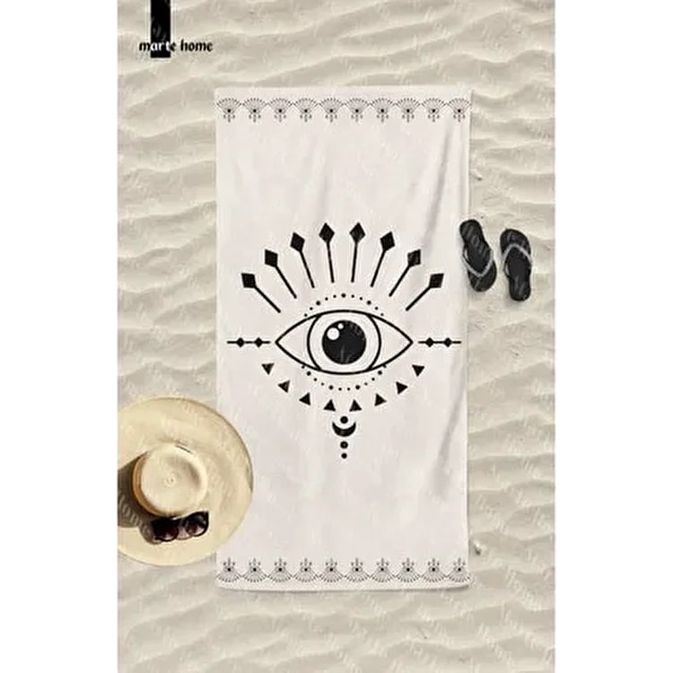 Marte Home Baskılı Plaj Havlusu Dokuma Materyal ve Şık Desen ile Plajda Kullanım İçin İdeal - 75 x 150 cm - Bej El / Yüz Havlusu Fiyatı