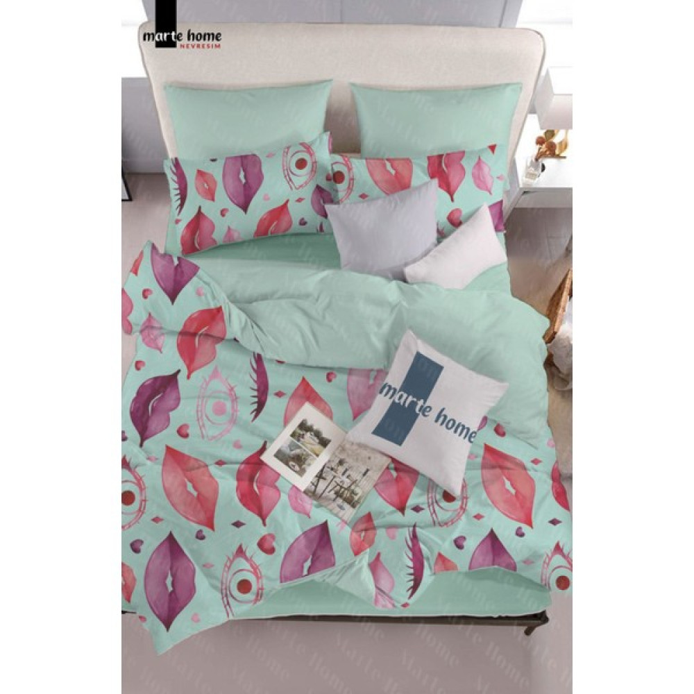 Marte Home Çift Taraflı Çift Kişilik Nevresim Takımı - Mint Yeşili - 220 x 240 cm Diğer Fiyatı