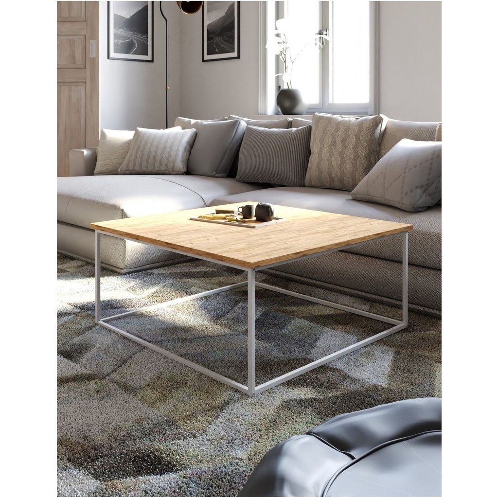 Martina Orta Sehpa | Atlantik Çam | Beyaz Ayak | 90X90X40 cm KDG-MRTN-025194 Orta Sehpa Fiyatı