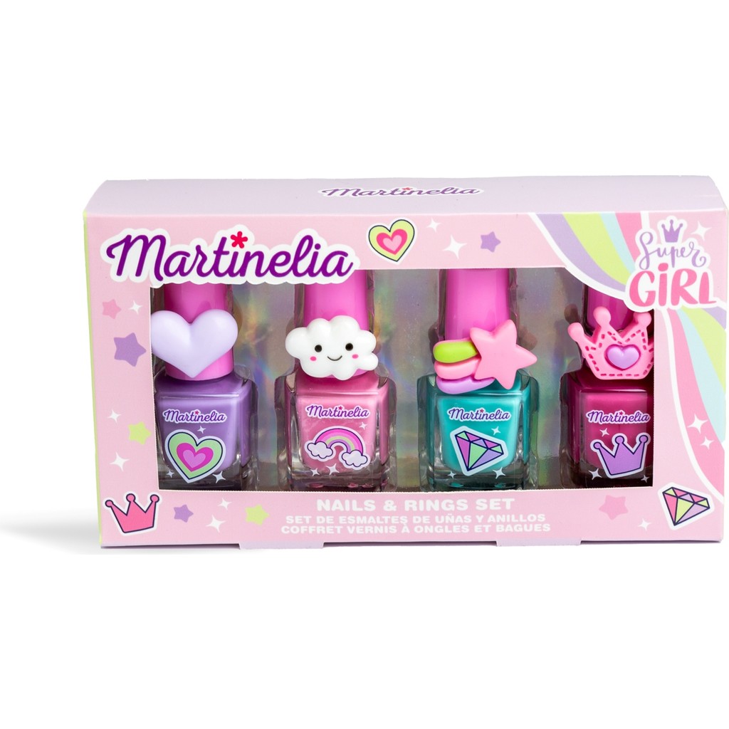 Martinelia Super Girl Kız Çocuk Renkli Oje ve Yüzük Seti 4'lü Eğlenceli Makyaj Ürünü Diğer Fiyatı