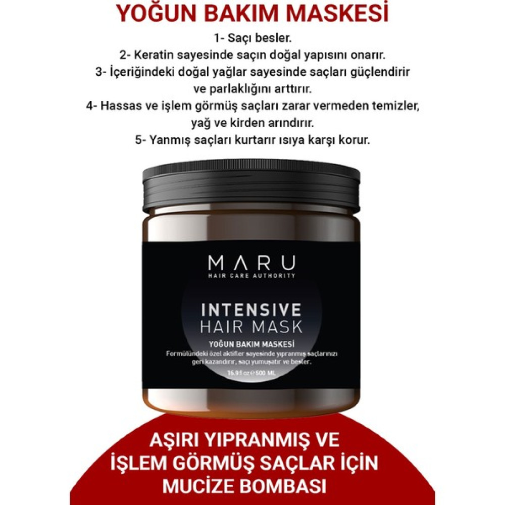 MARU Intensive Repair Yıpranmış Saçlar İçin Yoğun Bakım Saç Maskesi 500 Ml. - 10 Saç Bakım Maskeleri & Serumlar & Spreyler Fiyatı