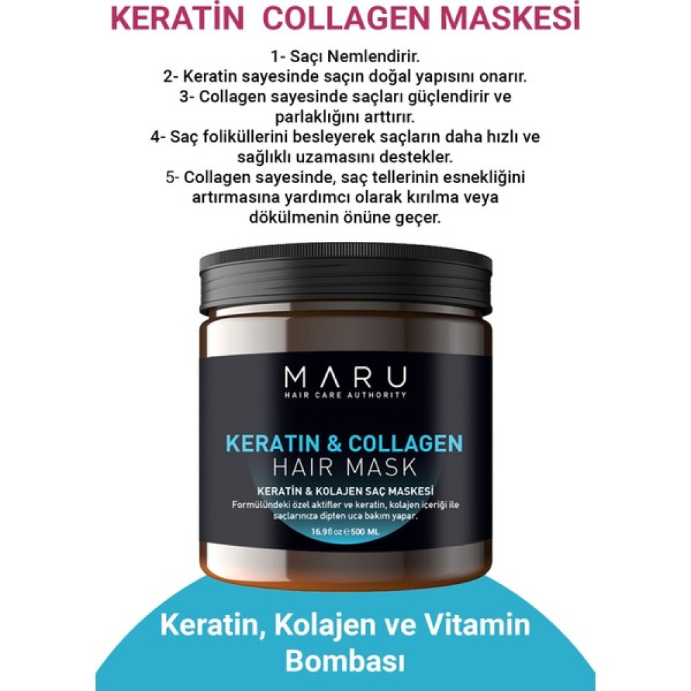 Maru Keratin & Kolajen Saç Bakım Maskesi 500 ml - 10 Saç Bakım Maskeleri & Serumlar & Spreyler Fiyatı