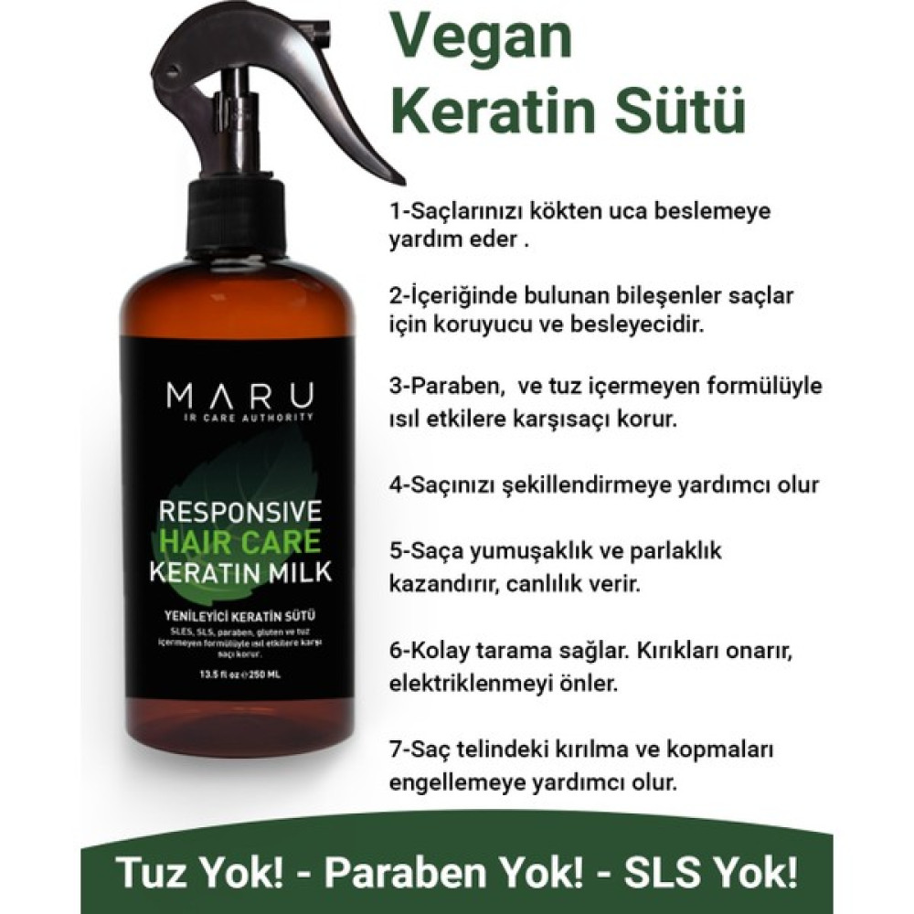 Maru Vegan Keratin Fön Sütü 250 Ml. Tuz, Sls İçermez Saç Şekillendirici Sprey Fiyatı