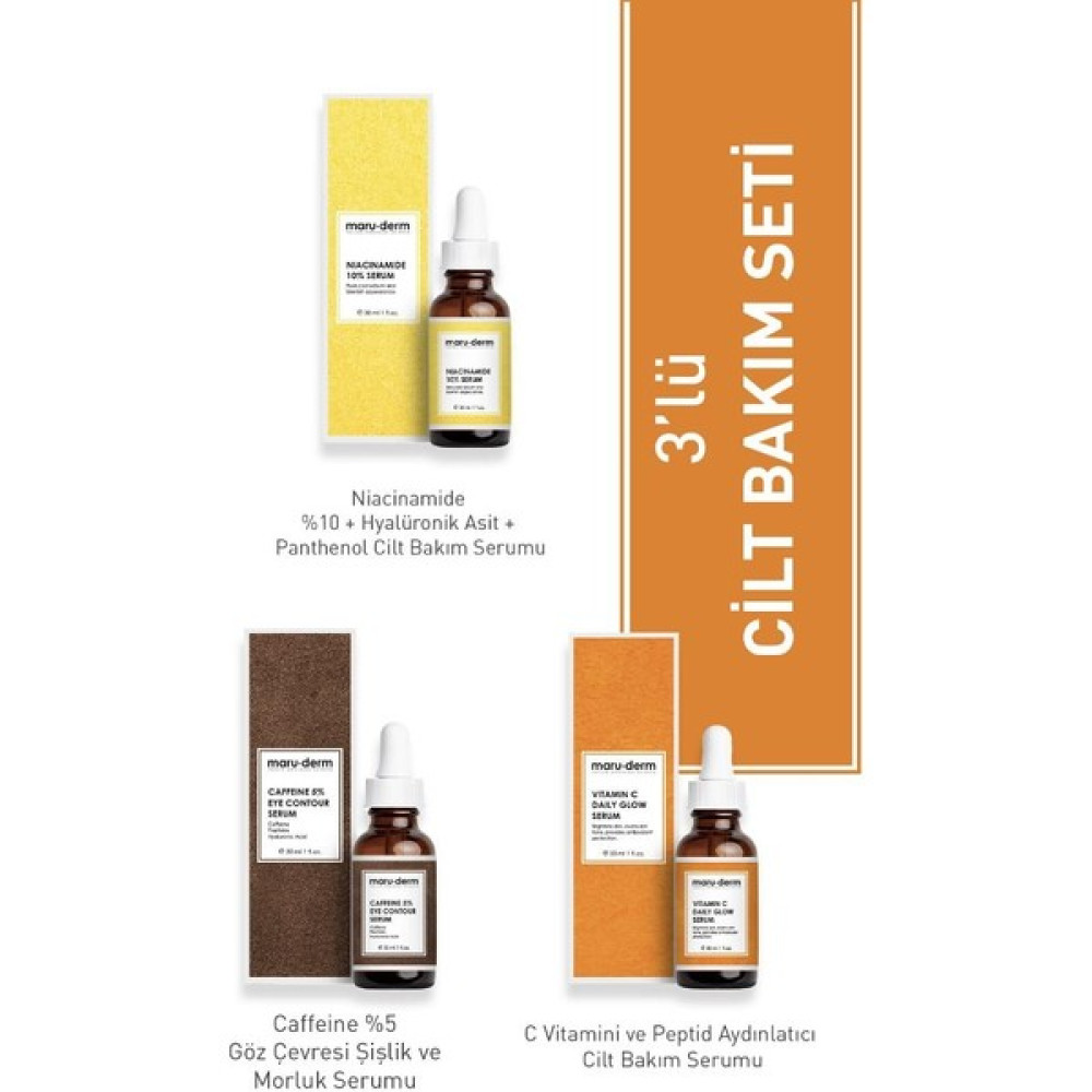 Maru.Derm Maruderm 3'lü Fırsat Serum Seti MRD503 - Caffeine %5 Serum , Niacinamide %10 Serum, C Vitamini Serum Göz Kremi Fiyatı