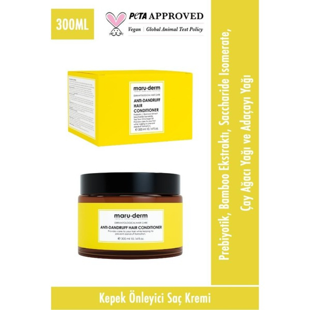Maru.Derm Saç Kremi | Kepeğe Karşı Etkili Saç Kremi 300 ml | Normal/yağlı Saçlar | Vegan Şampuan ve Saç Kremi Fiyatı