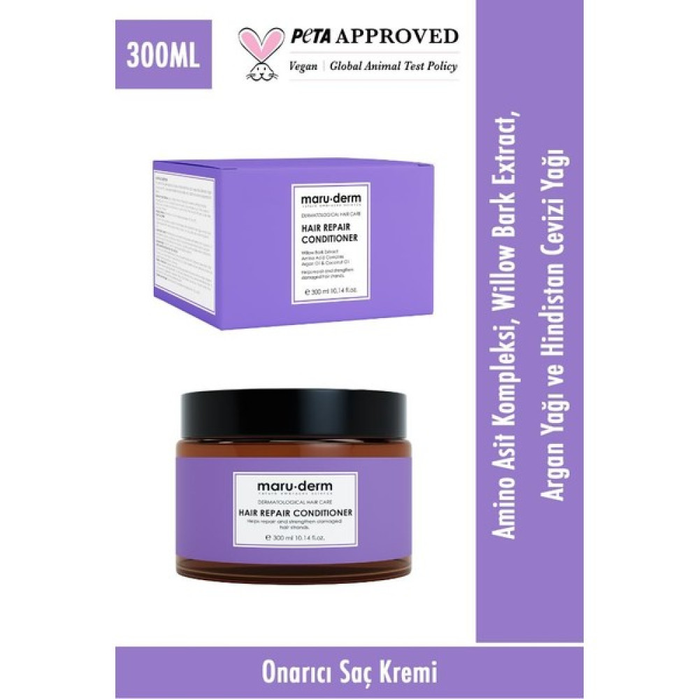 Maru.Derm Saç Kremi | Saç Onarıcı Saç Kremi 400 ml | Yıpranmış Zayıf Saçlar | Vegan Şampuan ve Saç Kremi Fiyatı