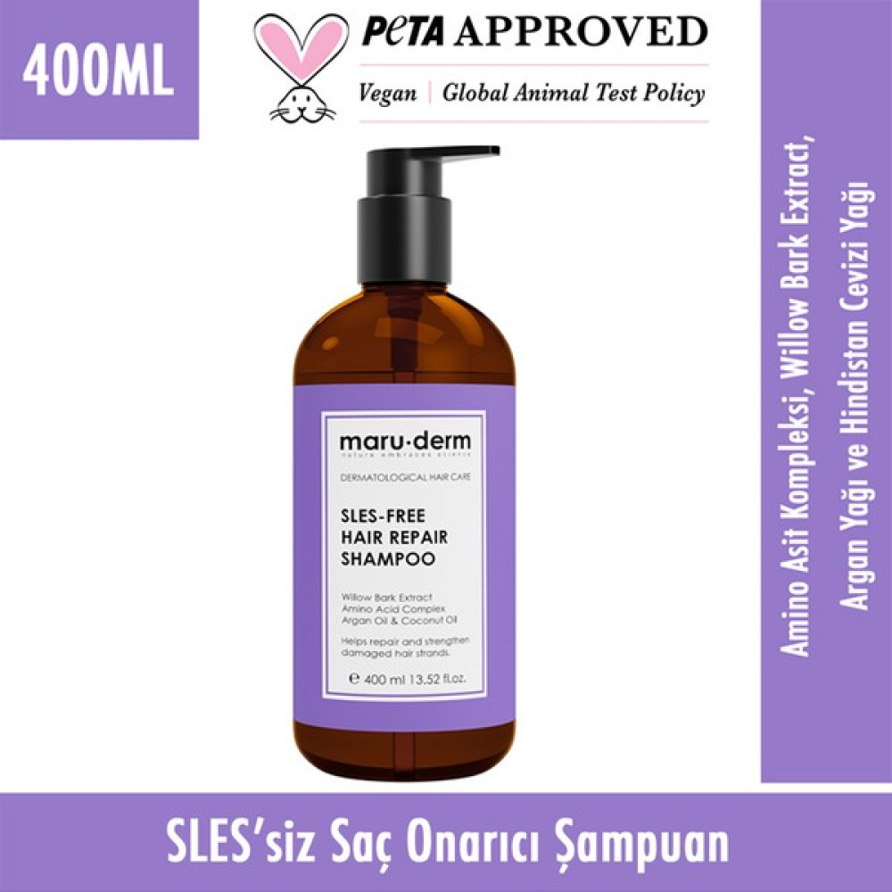 Maru.Derm Saç Onarıcı Sülfatsız Şampuan 400 ml | Yıpranmış Zayıf Saçlar | Sülfatsız, Tuzsuz, Vegan Şampuan Şampuan ve Saç Kremi Fiyatı