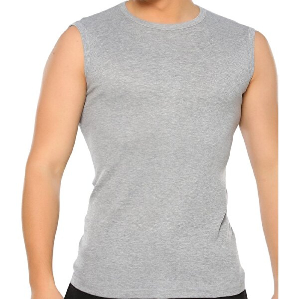 Maruf Shop Erkek Sıfır Kol Bisiklet Yaka Slimfit Likralı Düz Tişört Gri Erkek T-shirt Fiyatı