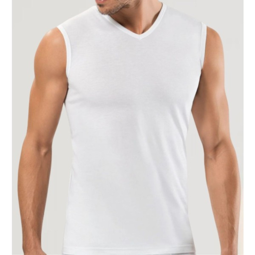 Maruf Shop Erkek Sıfır Kol V Yaka Slimfit Likralı Düz Tişört Beyaz Erkek T-shirt Fiyatı