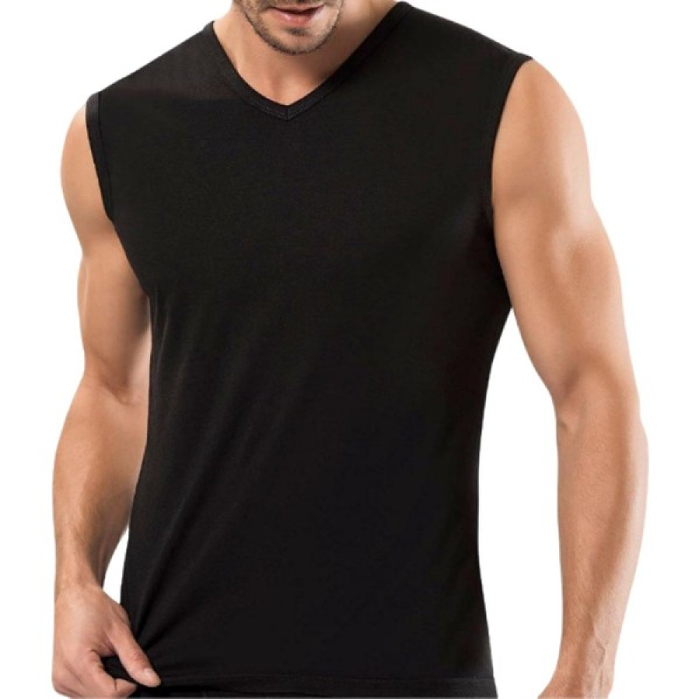 Maruf Shop Erkek Sıfır Kol V Yaka Slimfit Likralı Düz Tişört Siyah Erkek T-shirt Fiyatı
