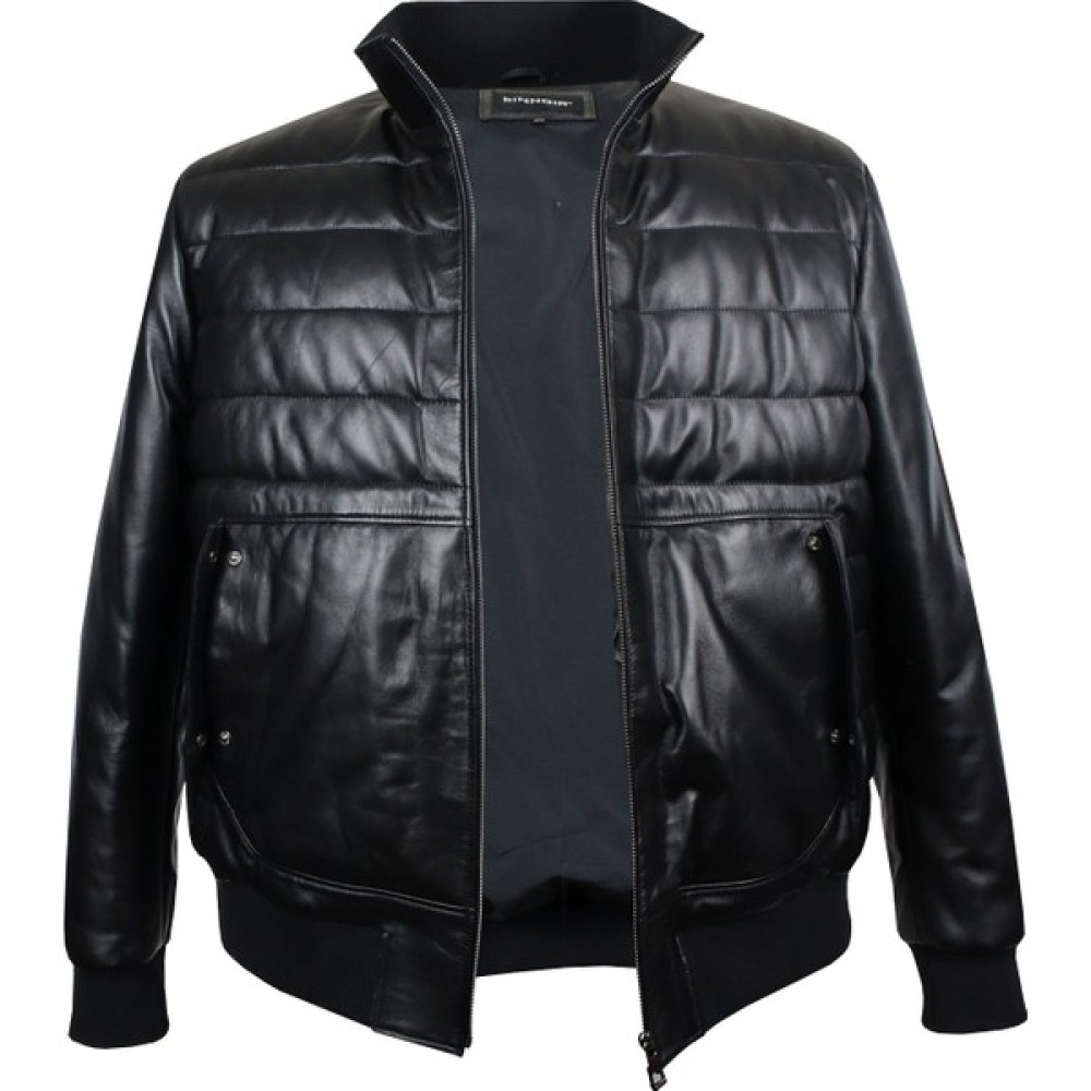 Maruf Shop Hakiki Deri Büyük Beden Dolgulu Bomber Mont Siyah Erkek Mont Fiyatı