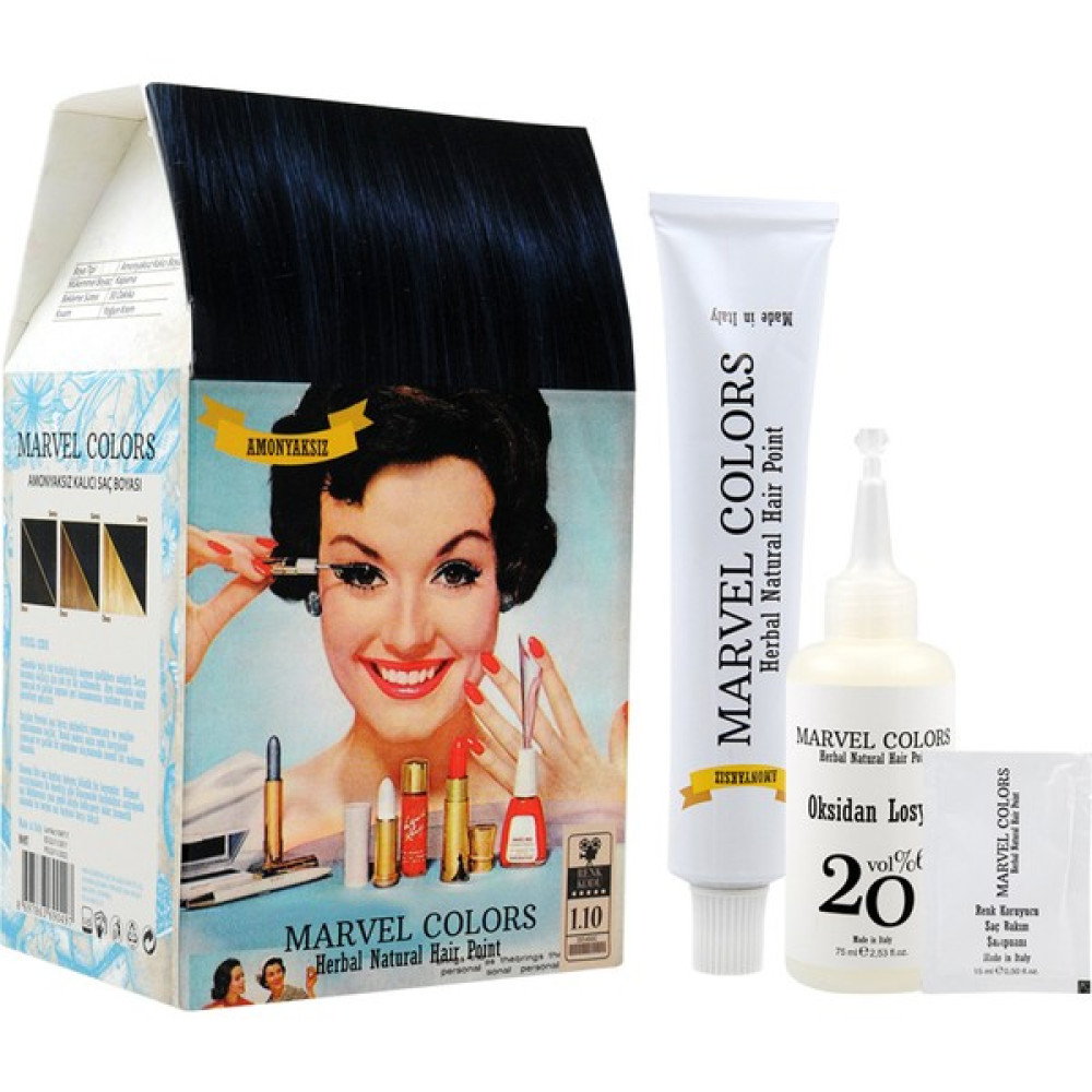 Marvel Colors Herbal Naturel Hair Saç Boyası 1.10 Mavi Siyah Saç Boyası Fiyatı