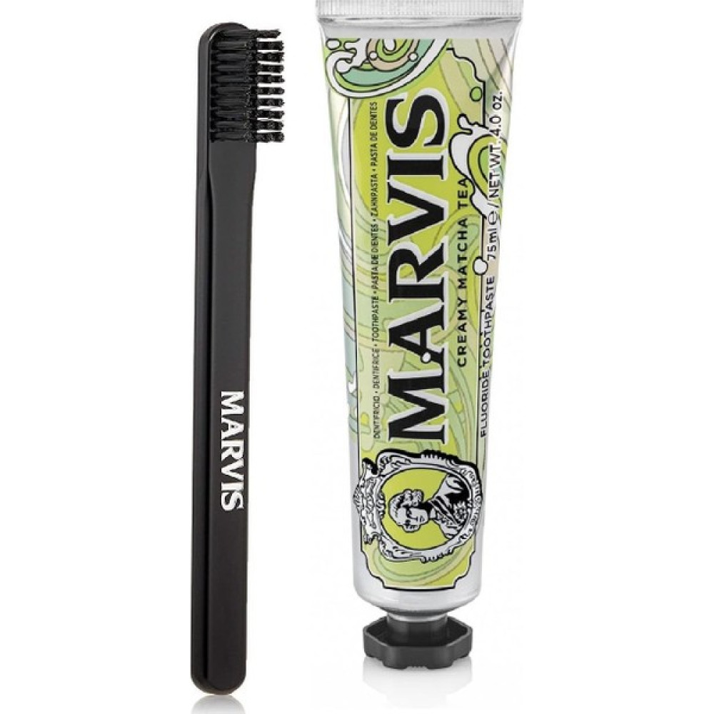 Marvis Creamy Matcha Tea Diş Macunu 75 ml ve Marvis Black Orta Sert Diş Fırçası Diş Macunları Fiyatı