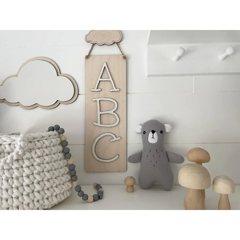 Marwin Craft Abc Bebek Çocuk Odası Ahşap Tabela Duvar Dekoru Bebek Odası Duvar Süsü Fiyatı