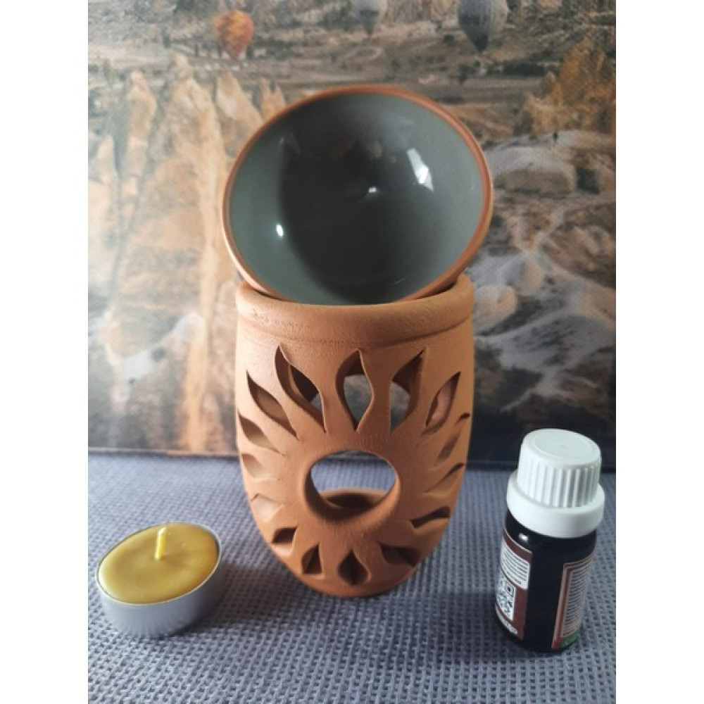 Mary Collection Güneş Model Toprak Buhurdanlık Set - Gri Şamdan Fiyatı