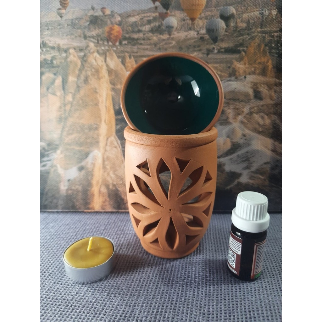 Mary Collection Lotus Model Toprak Buhurdanlık Set - Koyu Yeşil Diğer Fiyatı