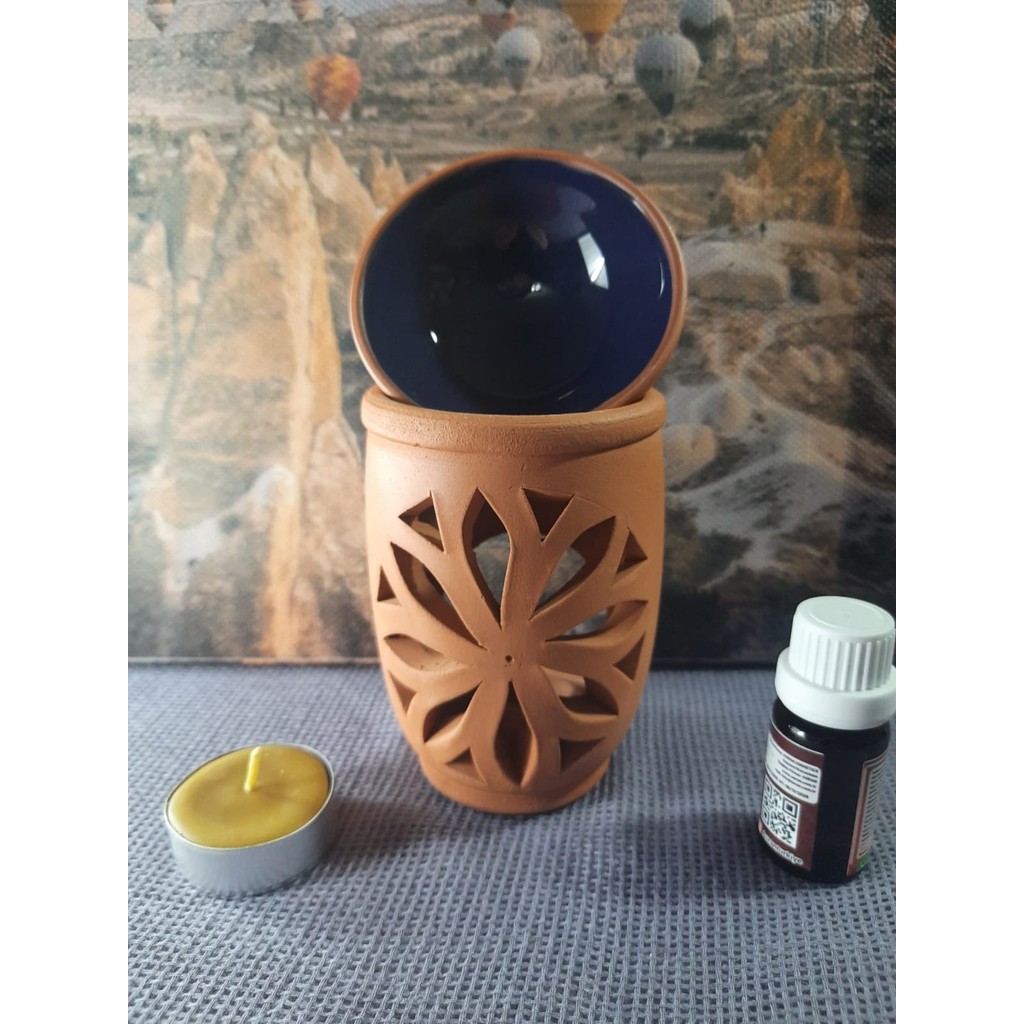 Mary Collection Lotus Model Toprak Buhurdanlık Set - Lacivert Diğer Fiyatı