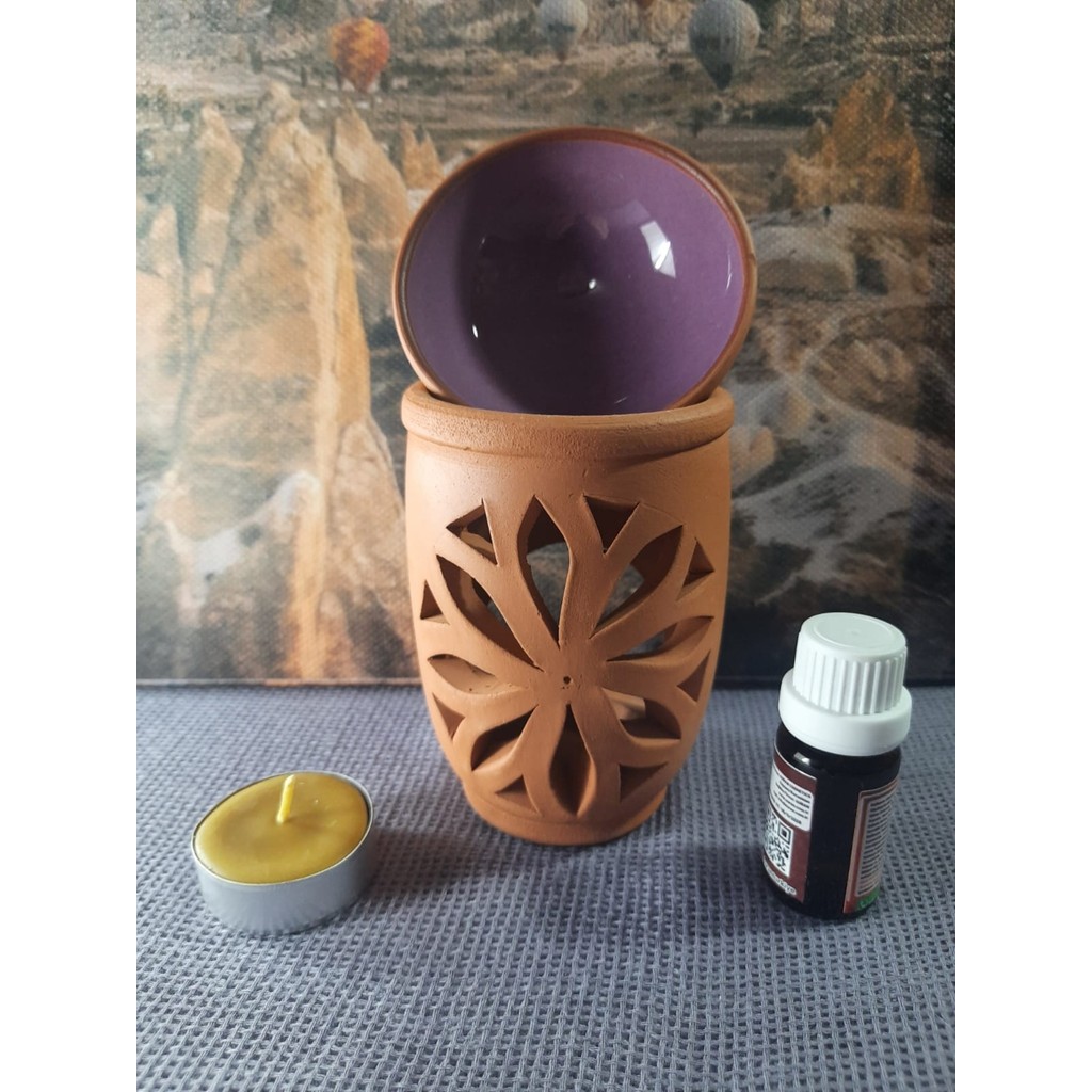 Mary Collection Lotus Model Toprak Buhurdanlık Set - Lila Diğer Fiyatı