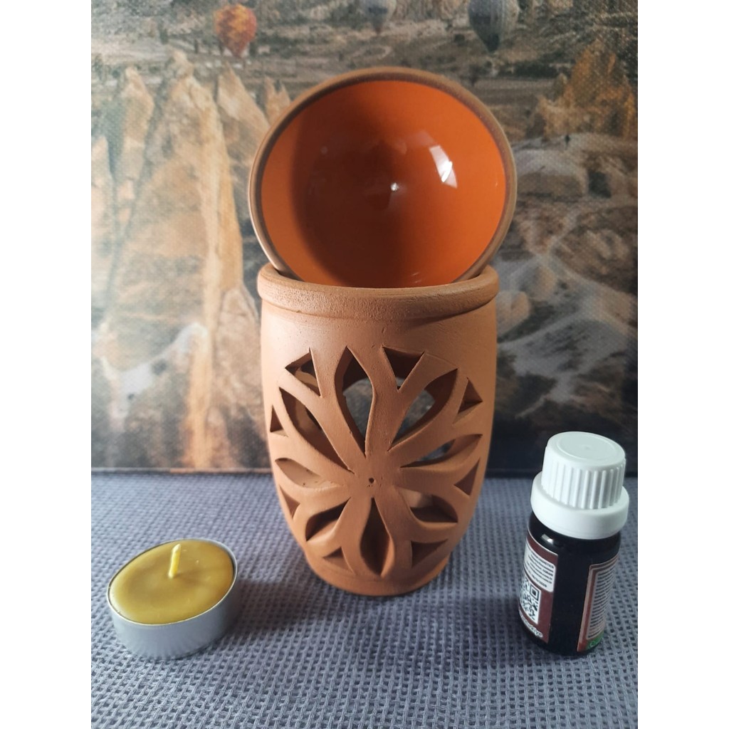 Mary Collection Lotus Model Toprak Buhurdanlık Set - Turuncu Diğer Fiyatı