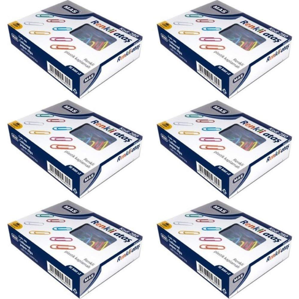 Mas 280 Pls Renkli Ataç ( Pvc Kaplı ) 28 mm 6 Adet Ataş Fiyatı