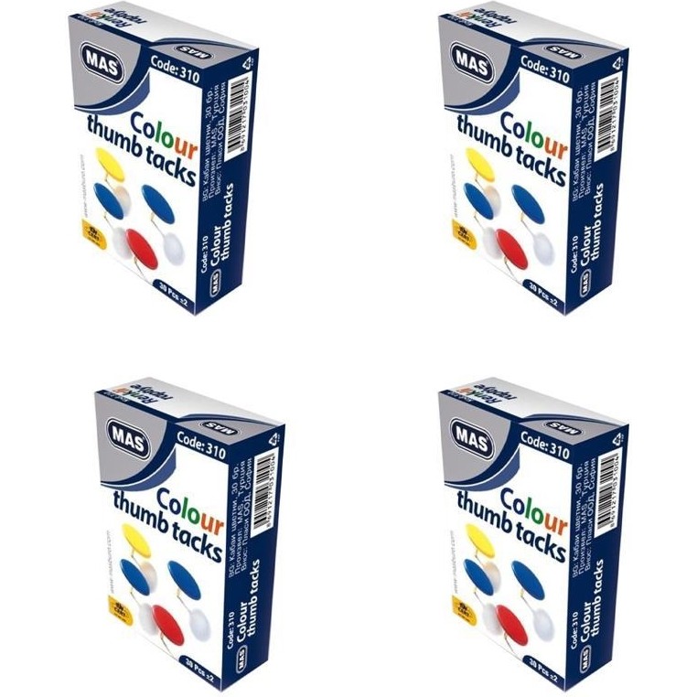 Mas 310 Renkli Raptiye ( Pvc Kaplı ) 4 Adet Toplu İğne & Raptiye Fiyatı