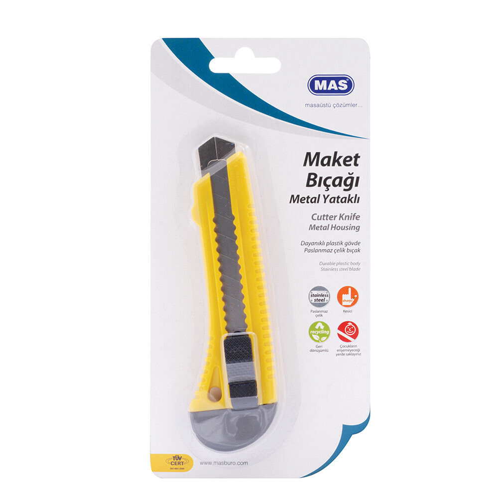 Mas Büyük Boy Metal Yataklı Maket Bıçağı Makas Fiyatı