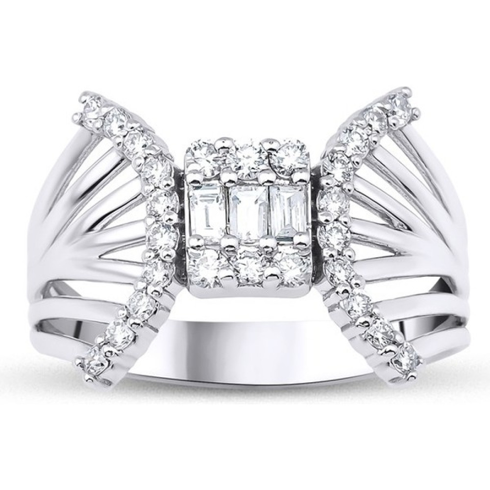 Mas Diamond Baget Yelpaze Yüzük - Gri - 9 Pırlanta Tek Taş Yüzük Fiyatı