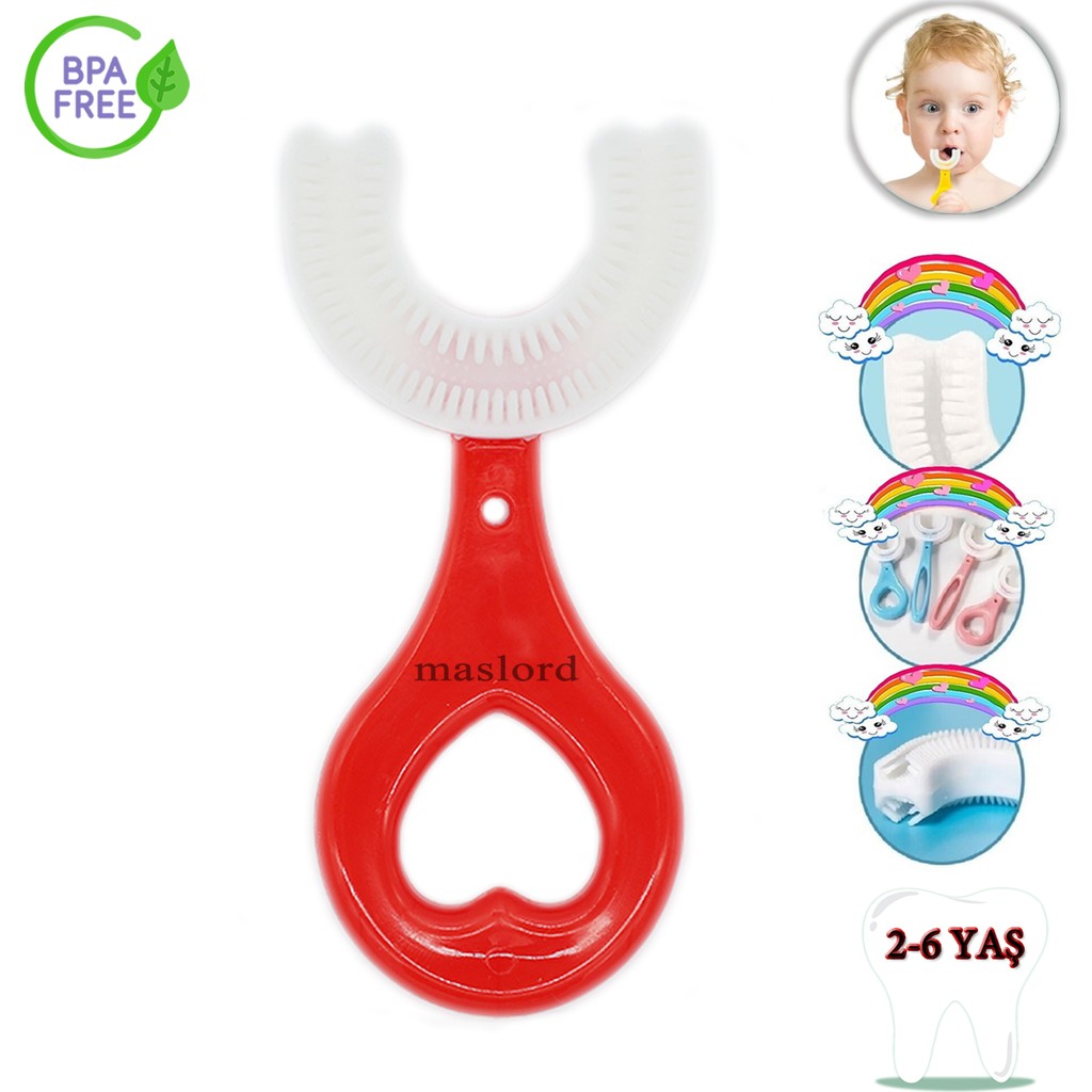 Mas Lord U Tipi Yeni Nesil Diş Fırçası - Kırmızı - Kalp Model 2-6 Yaş Diğer Fiyatı