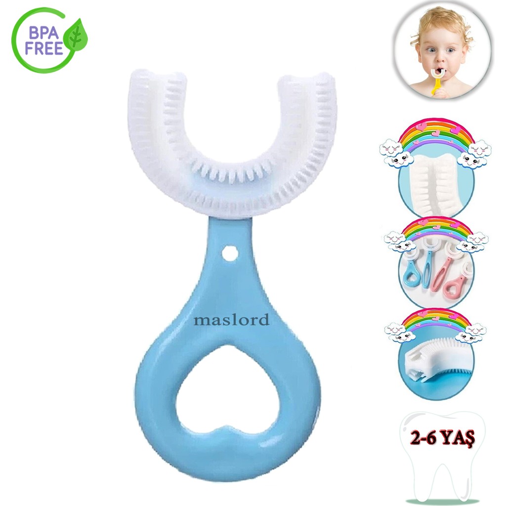 Mas Lord U Tipi Yeni Nesil Diş Fırçası - Mavi - Kalp Model 2-6 Yaş Diğer Fiyatı