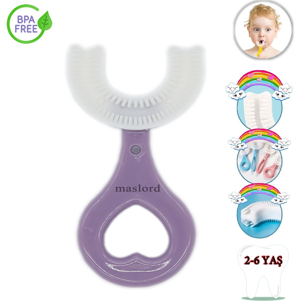 Mas Lord U Tipi Yeni Nesil Diş Fırçası - Mor - Kalp Model 2-6 Yaş Diğer Fiyatı