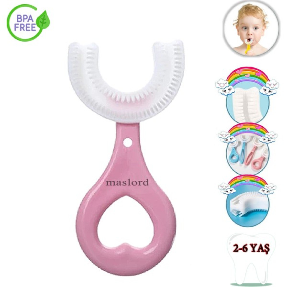 Mas Lord U Tipi Yeni Nesil Diş Fırçası - Pembe - Kalp Model 2-6 Yaş Diş Fırçaları Fiyatı