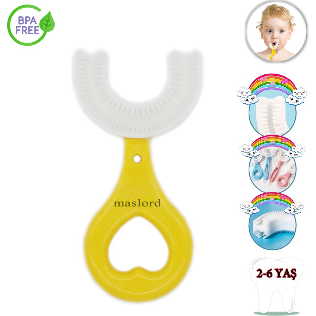 Mas Lord U Tipi Yeni Nesil Diş Fırçası - Sarı - Kalp Model 2-6 Yaş Diğer Fiyatı