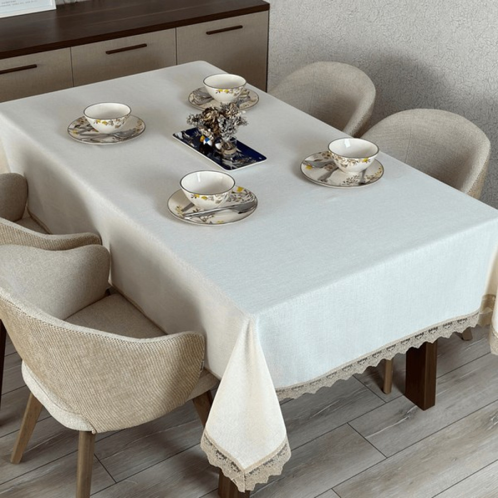Masa Örtüsü, Leke Tutmayan Yemek Masası Örtüsü, Gardenya Kumaş Masa Örtüsü,krem - Krem - 120 x 120 cm Masa Örtüsü Fiyatı