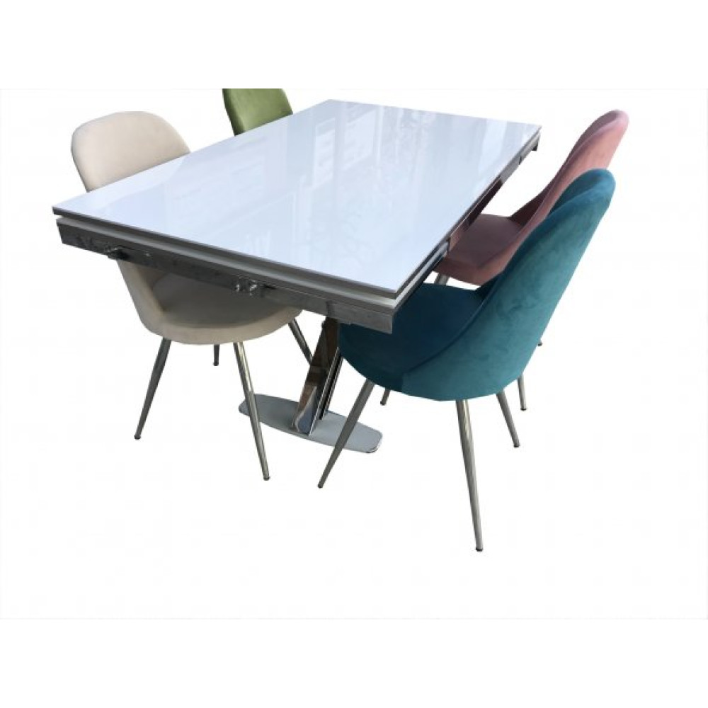 Masa-Sandalye 13660 Gonca Model Takımı Metal Nikelaj Çelik Glosspan Tabla El Yapı Yemek & Mutfak Masası Fiyatı