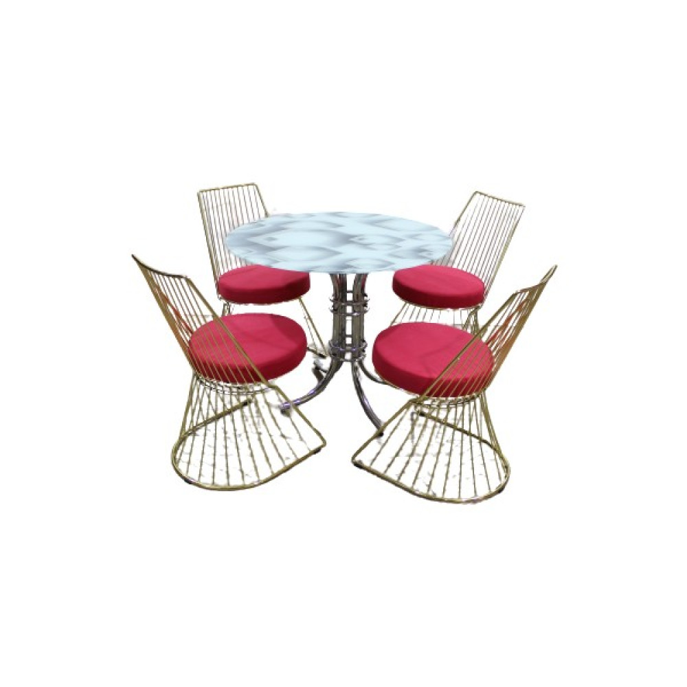 Masa ST TEL Sandalye Model Takım Metal Nikelaj Ayak Japon Kırılmaz Cam Manzara - Kırmızı - Beyaz - 90 x 90 x 77 cm Yemek & Mutfak Masası Fiyatı