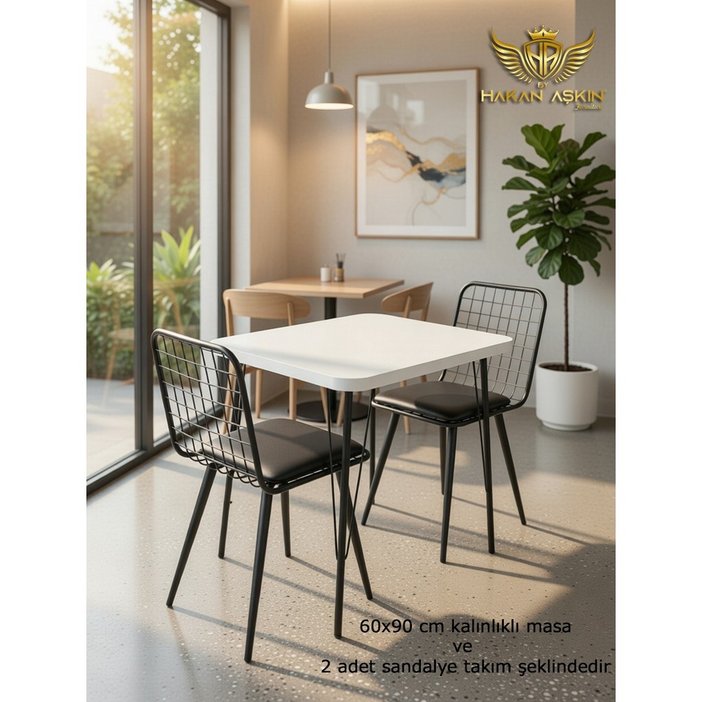 Masa Takımı 60X90 cm Masa ve 2 Adet Lux Borulu Sandalye Takım Lansman 2026 - Beyaz - Siyah - 60 x 90 cm Standart Sandalye Fiyatı