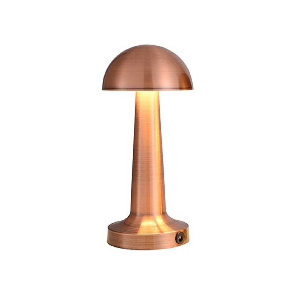 Masa Üstü Lamba - Ledli Masa Lambası - Şarjlı Mantar Gece Lambası LED Abajur - Bronz Renk - 25CM - Eskitme Masa Lambası Fiyatı